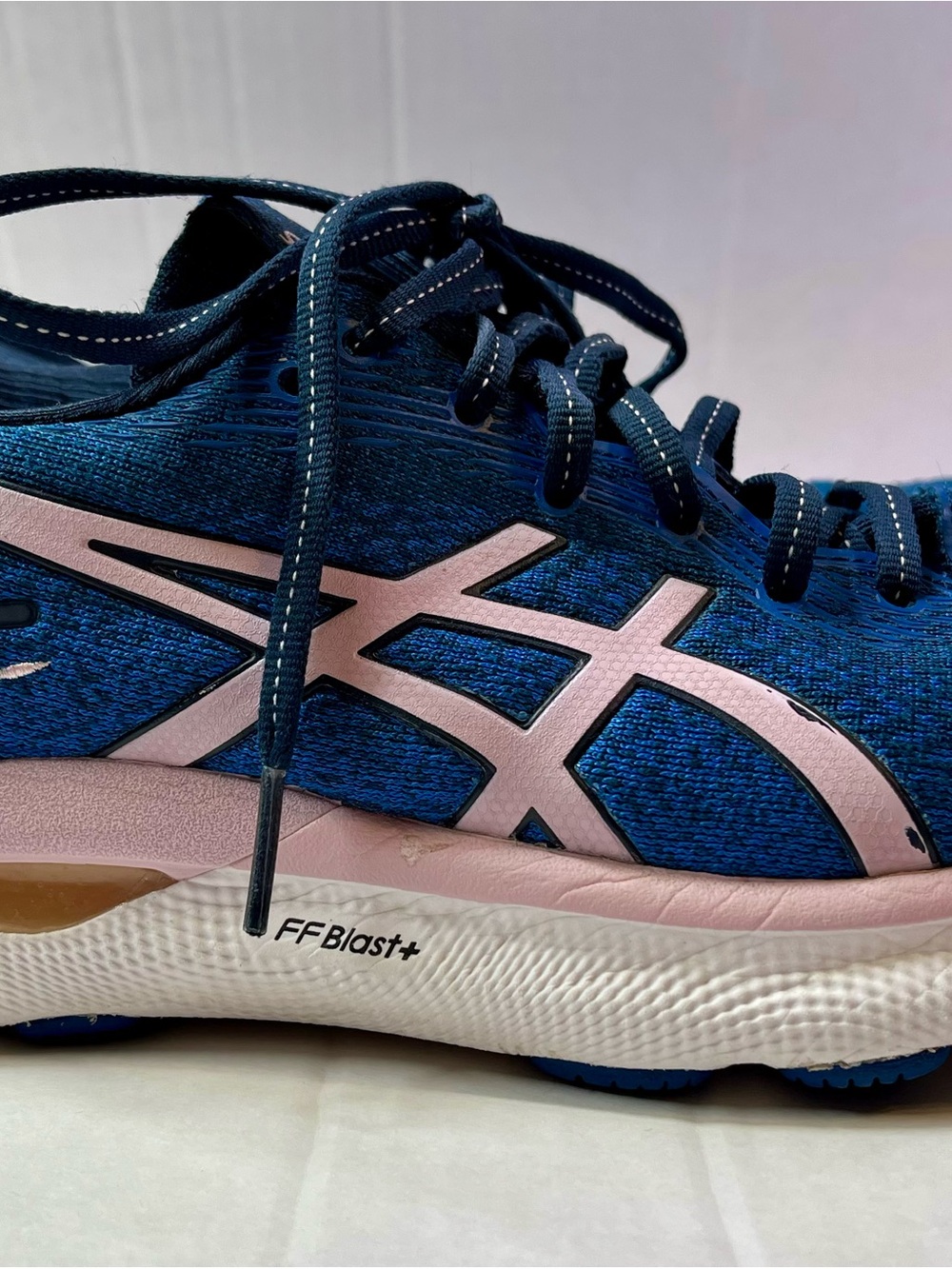 Asics Women's Navy Blue and Pink Athletic Running Shoes